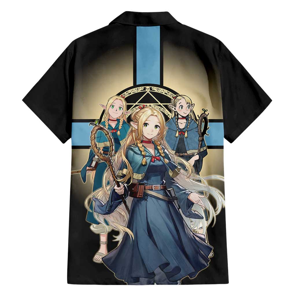 Marcille Donato Elf Mage Family Matching Off Shoulder Maxi Dress and Hawaiian Shirt Fantasy Anime Illustration Style
