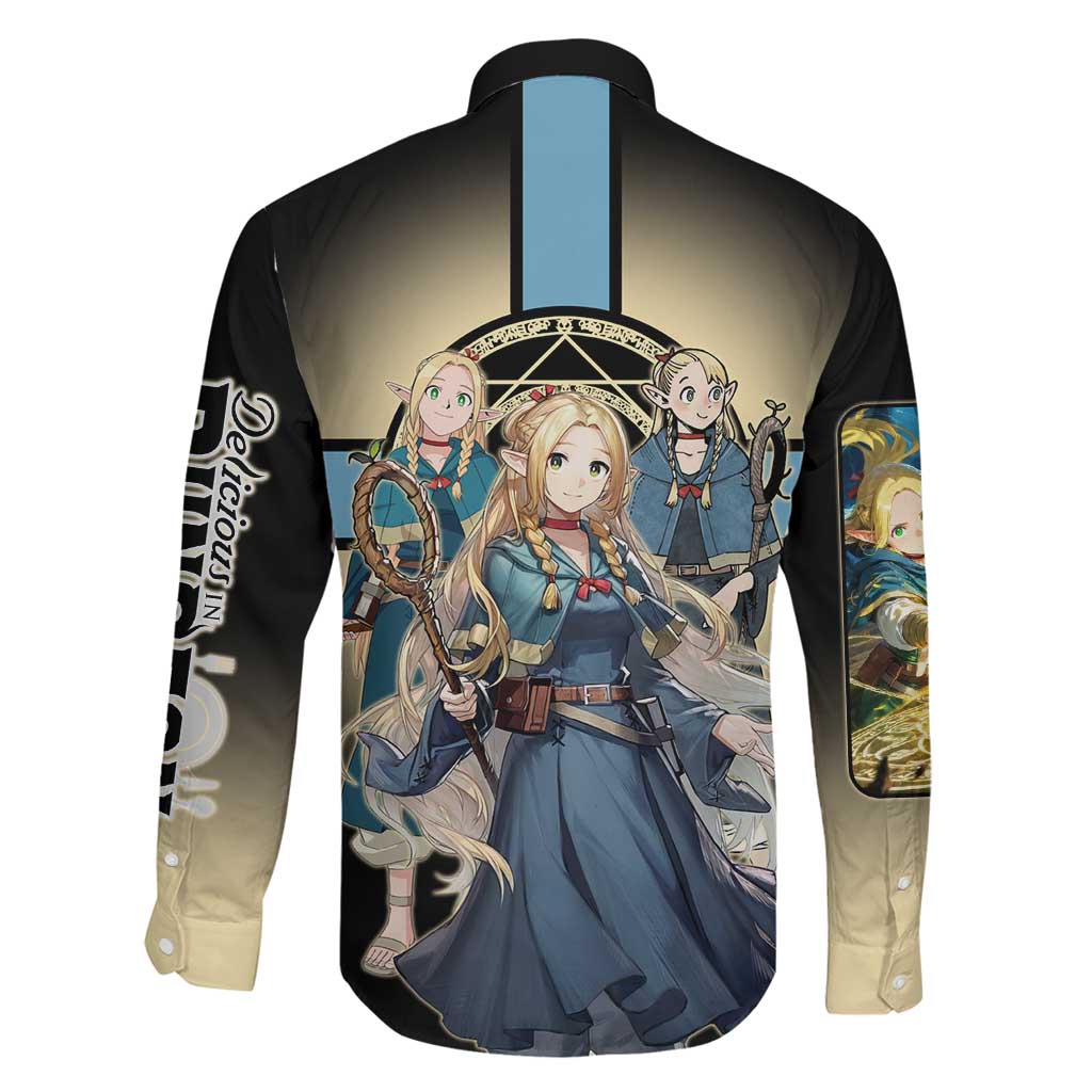 Marcille Donato Elf Mage Family Matching Off Shoulder Short Dress and Hawaiian Shirt Fantasy Anime Illustration Style