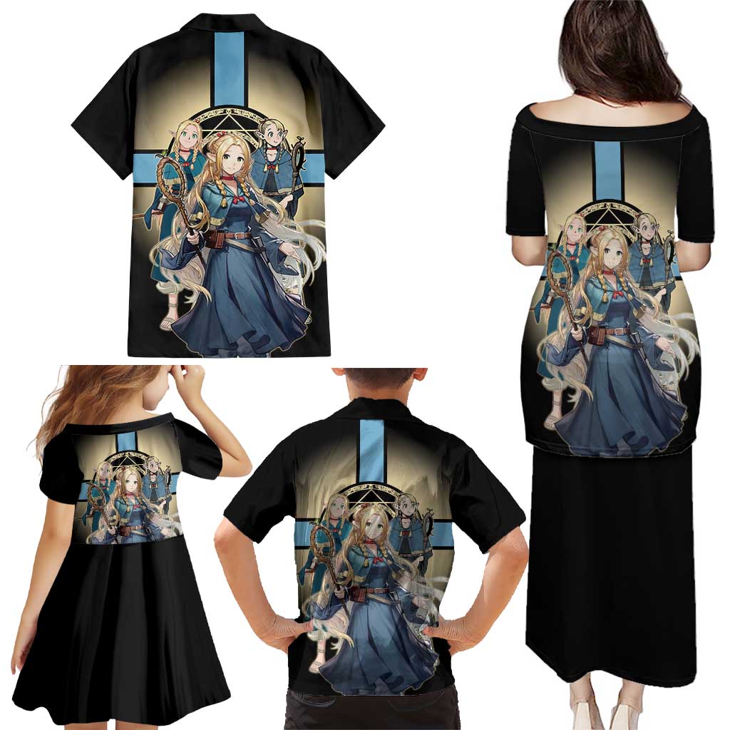 Marcille Donato Elf Mage Family Matching Puletasi and Hawaiian Shirt Fantasy Anime Illustration Style