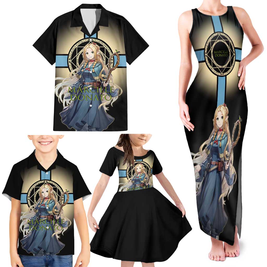 Marcille Donato Elf Mage Family Matching Tank Maxi Dress and Hawaiian Shirt Fantasy Anime Illustration Style