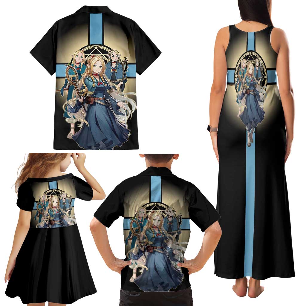 Marcille Donato Elf Mage Family Matching Tank Maxi Dress and Hawaiian Shirt Fantasy Anime Illustration Style