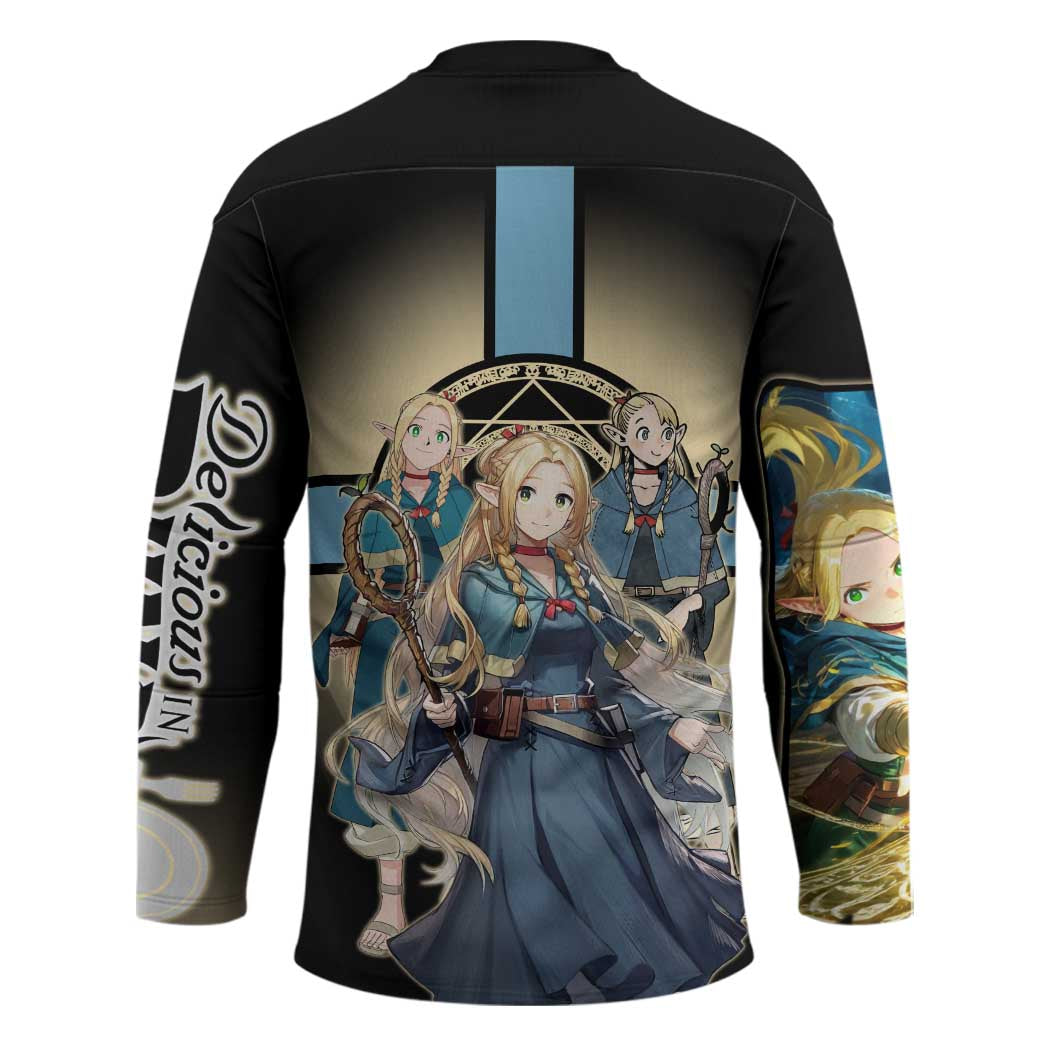 Marcille Donato Elf Mage Hockey Jersey Fantasy Anime Illustration Style
