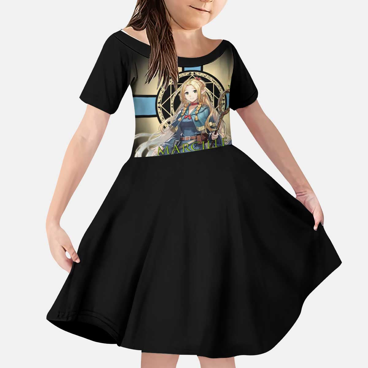 Marcille Donato Elf Mage Kid Short Sleeve Dress Fantasy Anime Illustration Style