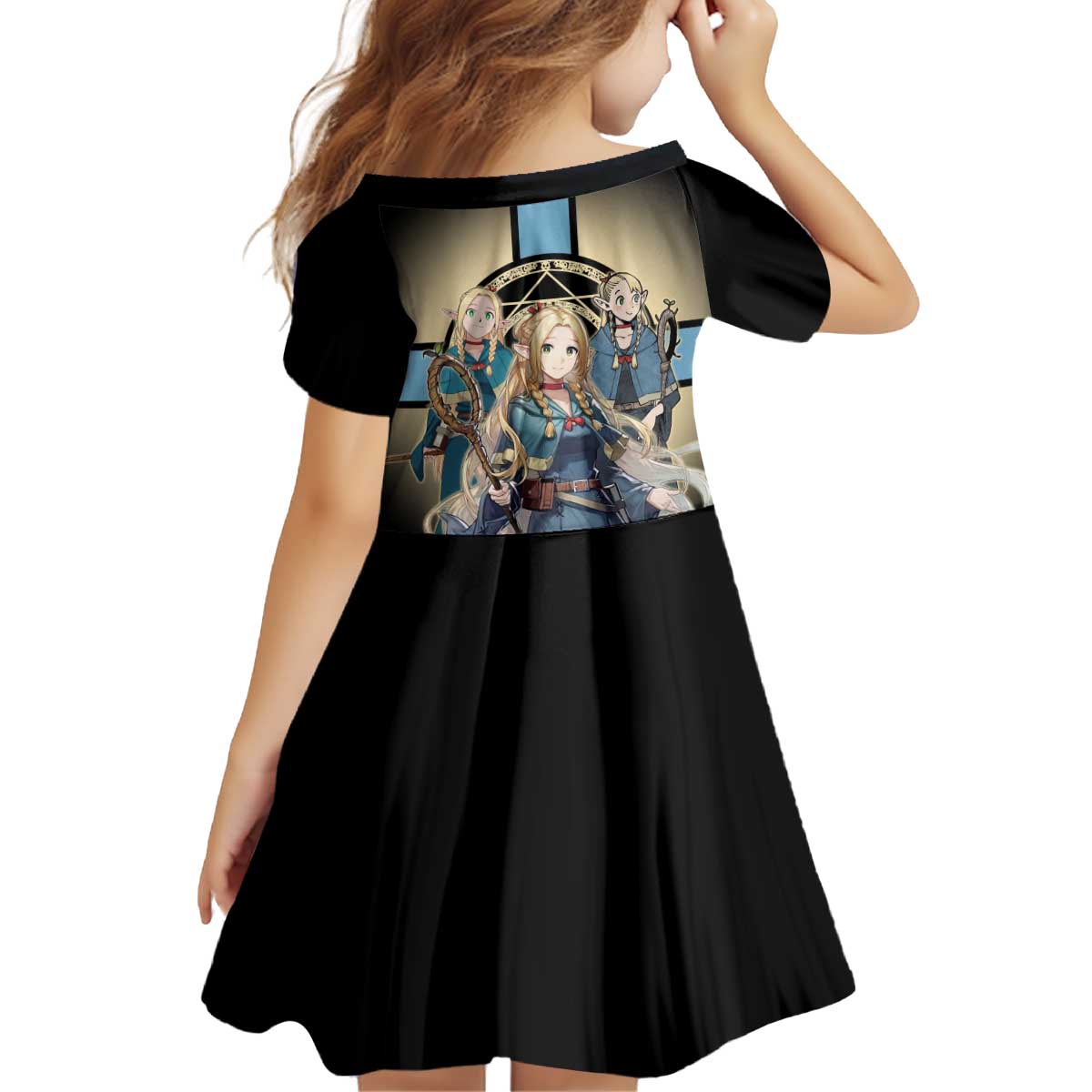 Marcille Donato Elf Mage Kid Short Sleeve Dress Fantasy Anime Illustration Style
