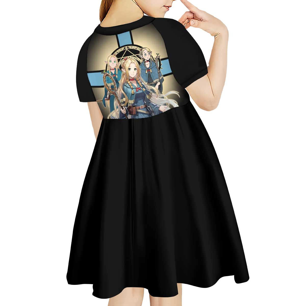 Marcille Donato Elf Mage Kid Short Sleeve Dress Fantasy Anime Illustration Style