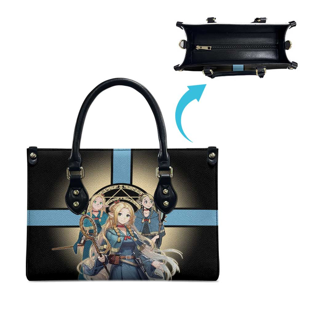 Marcille Donato Elf Mage Leather Bag Fantasy Anime Illustration Style