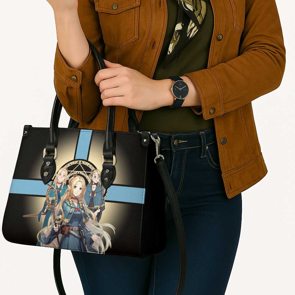 Marcille Donato Elf Mage Leather Bag Fantasy Anime Illustration Style