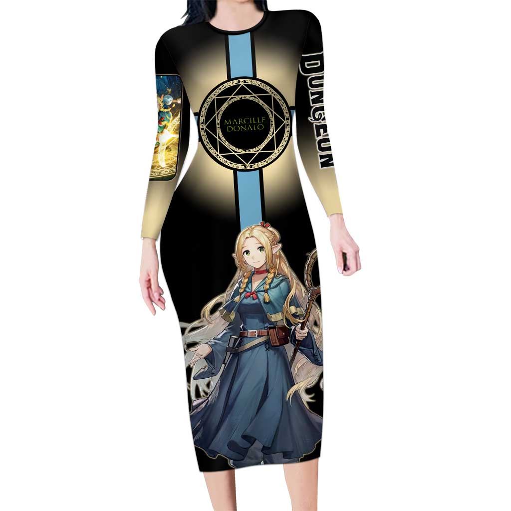 Marcille Donato Elf Mage Long Sleeve Bodycon Dress Fantasy Anime Illustration Style