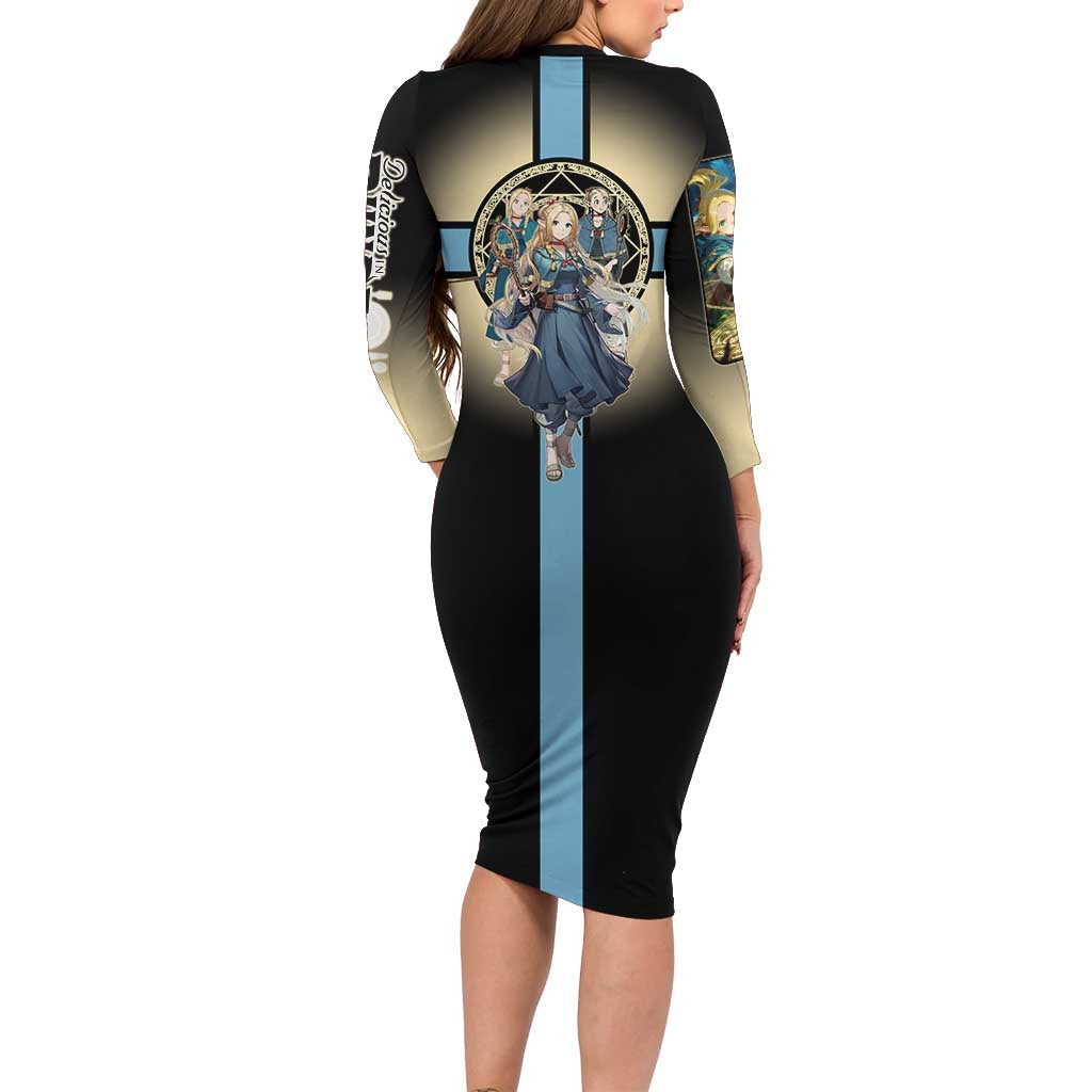Marcille Donato Elf Mage Long Sleeve Bodycon Dress Fantasy Anime Illustration Style