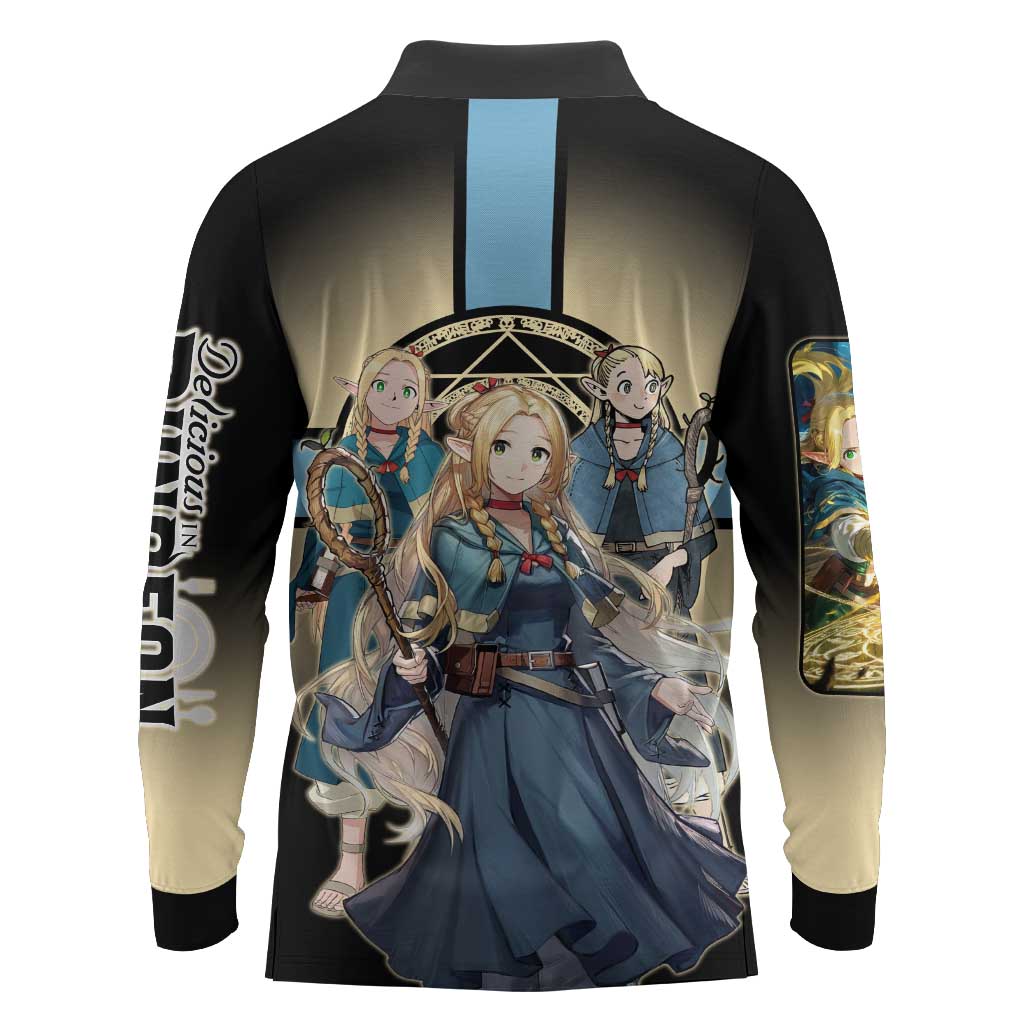 Marcille Donato Elf Mage Long Sleeve Polo Shirt Fantasy Anime Illustration Style