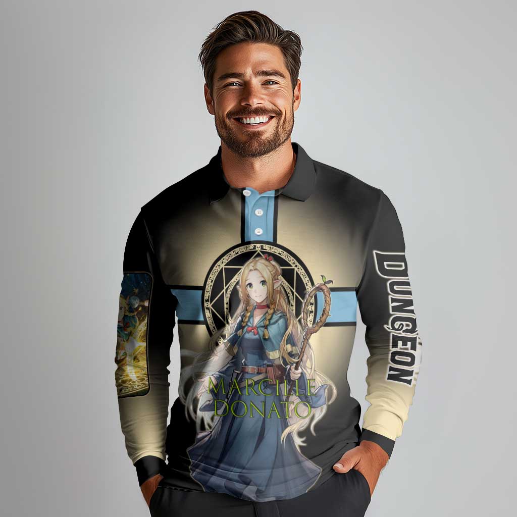 Marcille Donato Elf Mage Long Sleeve Polo Shirt Fantasy Anime Illustration Style