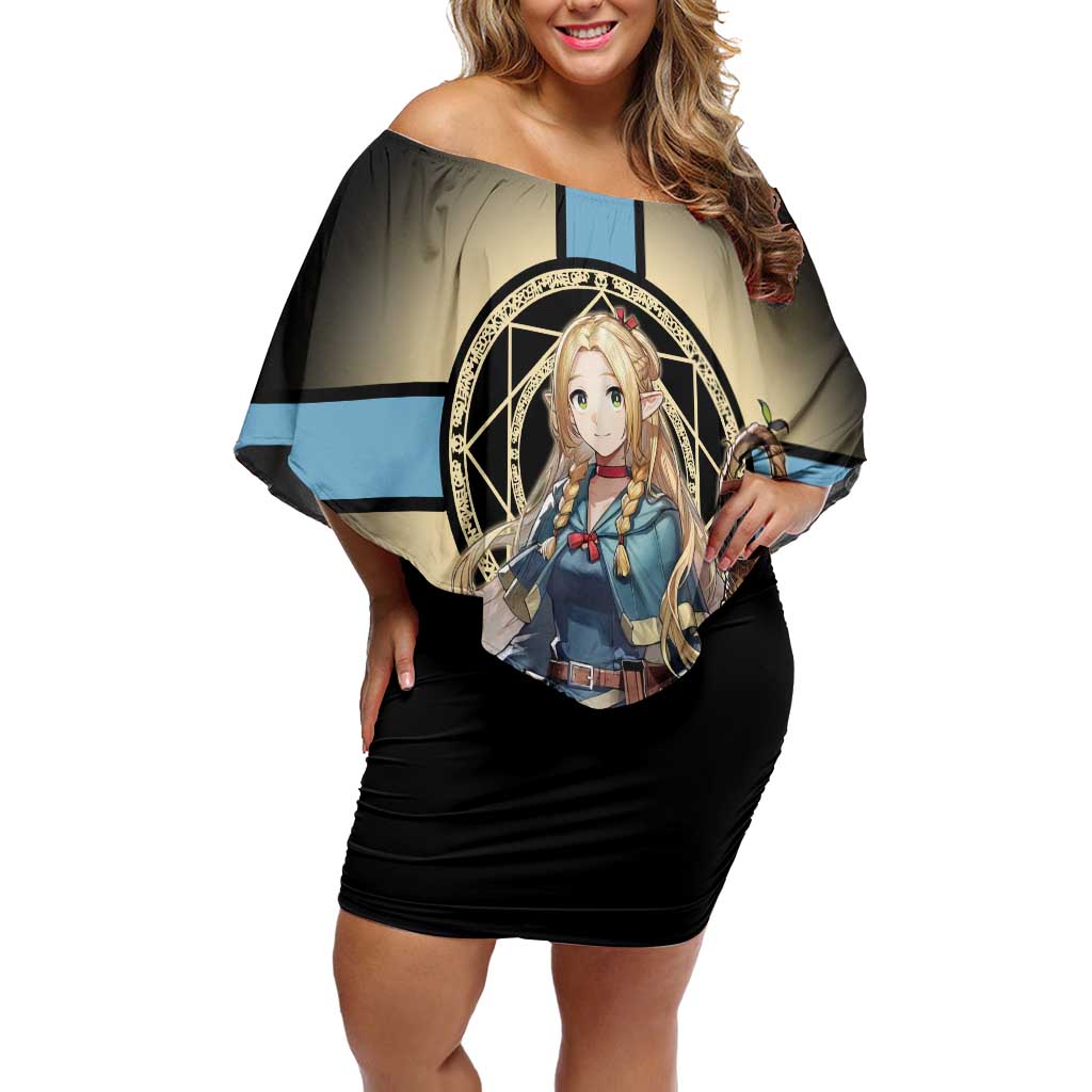 Marcille Donato Elf Mage Off Shoulder Short Dress Fantasy Anime Illustration Style