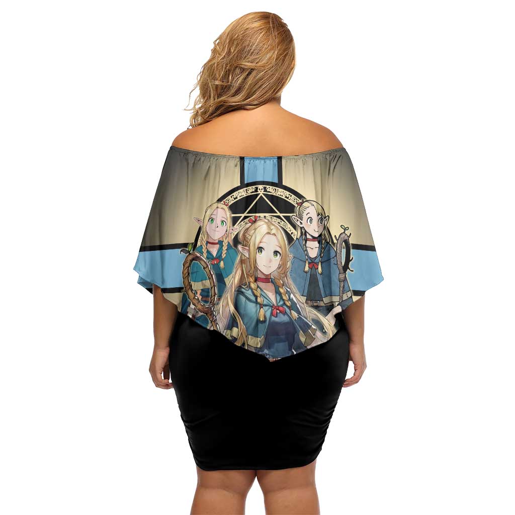 Marcille Donato Elf Mage Off Shoulder Short Dress Fantasy Anime Illustration Style