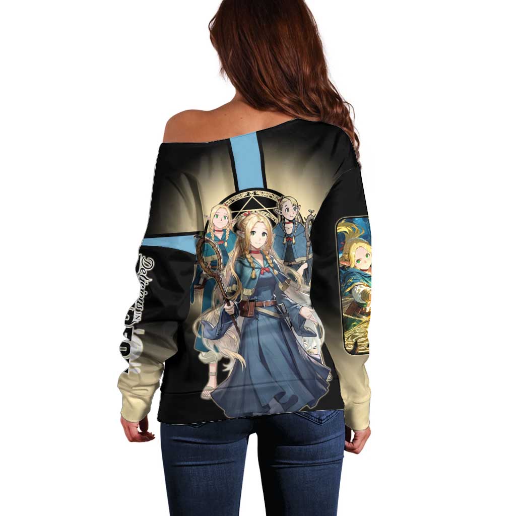 Marcille Donato Elf Mage Off Shoulder Sweater Fantasy Anime Illustration Style