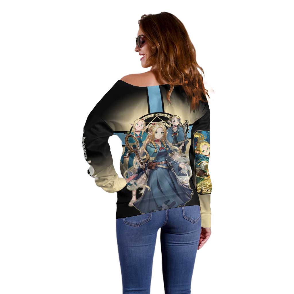 Marcille Donato Elf Mage Off Shoulder Sweater Fantasy Anime Illustration Style