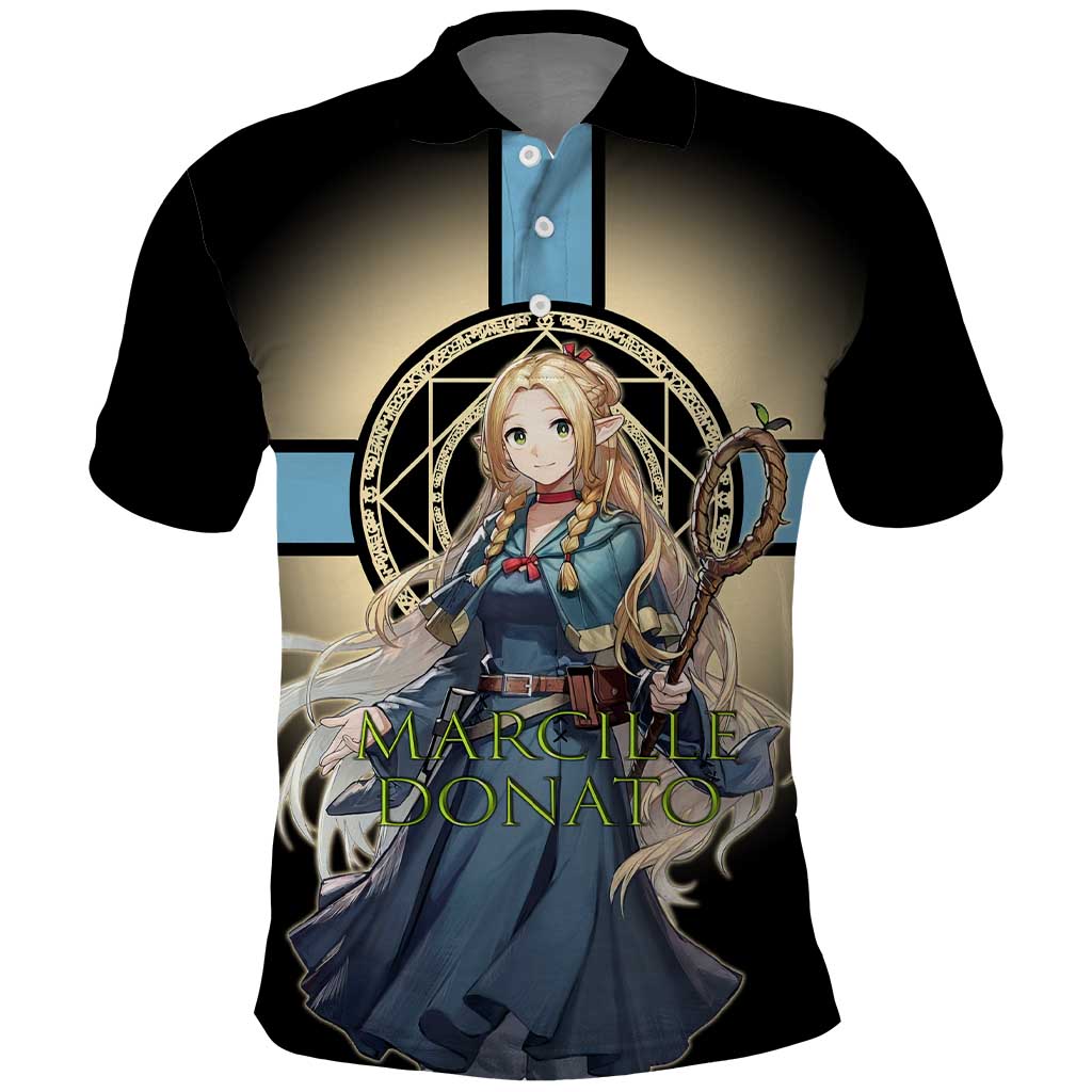 Marcille Donato Elf Mage Polo Shirt Fantasy Anime Illustration Style