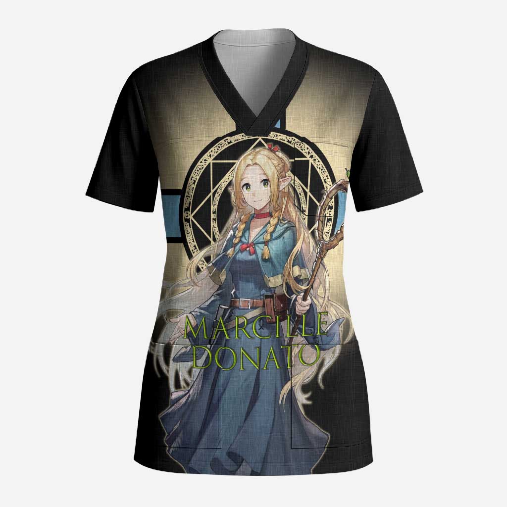Marcille Donato Elf Mage Scrub Top Fantasy Anime Illustration Style