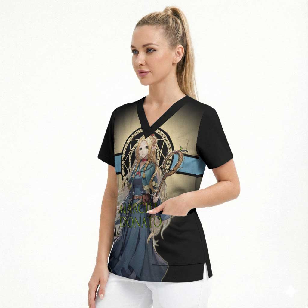 Marcille Donato Elf Mage Scrub Top Fantasy Anime Illustration Style