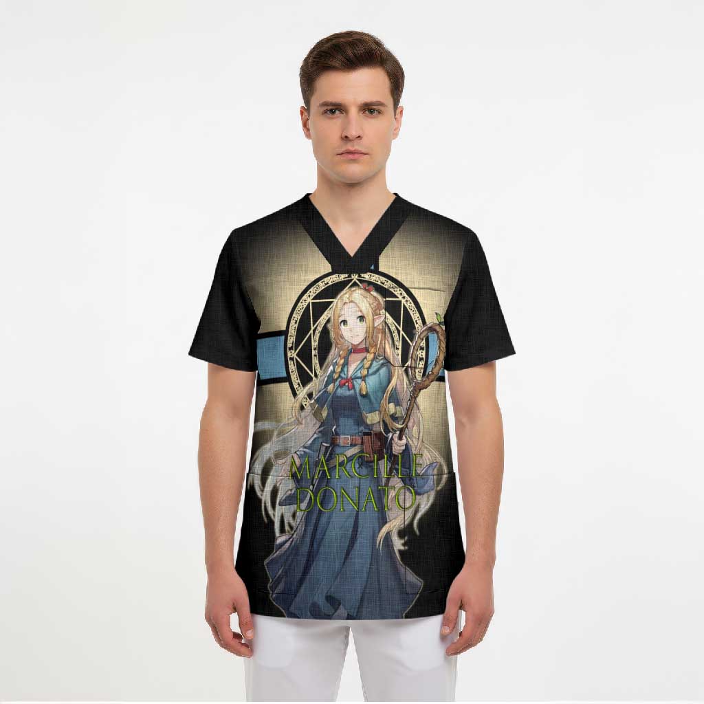 Marcille Donato Elf Mage Scrub Top Fantasy Anime Illustration Style