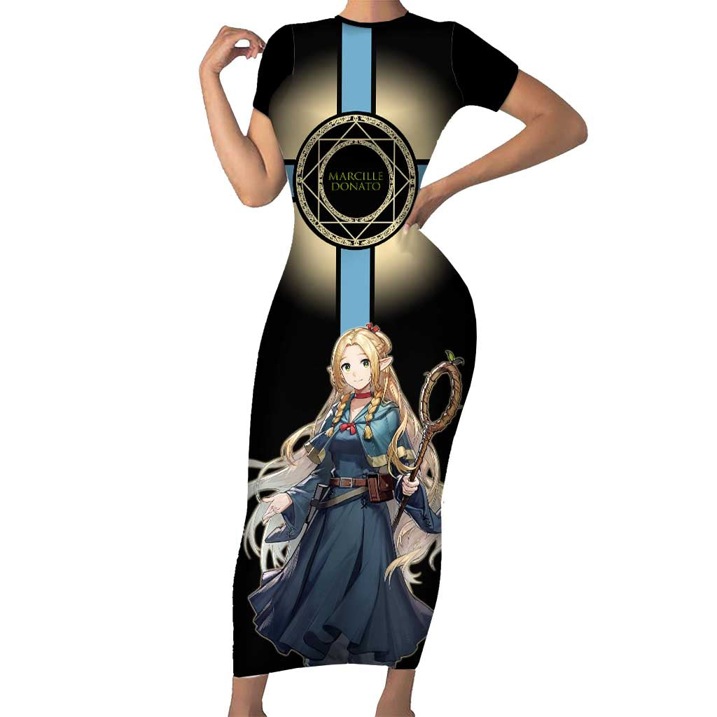 Marcille Donato Elf Mage Short Sleeve Bodycon Dress Fantasy Anime Illustration Style