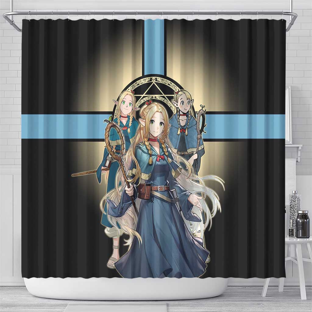 Marcille Donato Elf Mage Shower Curtain Fantasy Anime Illustration Style