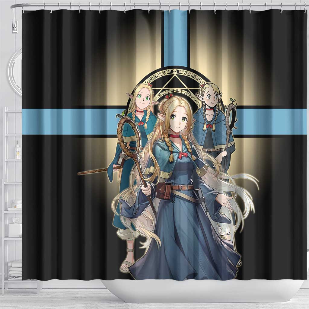 Marcille Donato Elf Mage Shower Curtain Fantasy Anime Illustration Style