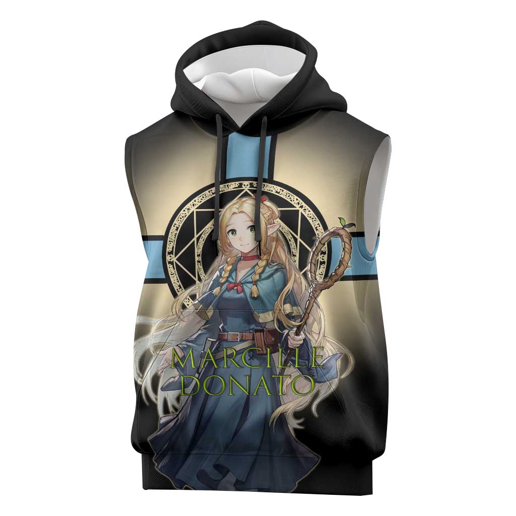 Marcille Donato Elf Mage Sleeveless Hoodie Fantasy Anime Illustration Style