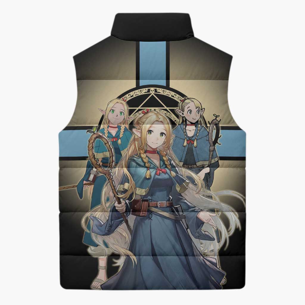 Marcille Donato Elf Mage Sleeveless Puffer Jacket Fantasy Anime Illustration Style