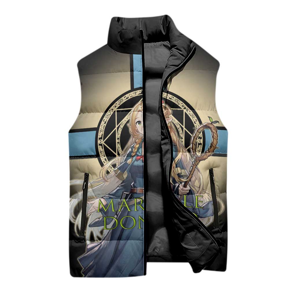 Marcille Donato Elf Mage Sleeveless Puffer Jacket Fantasy Anime Illustration Style