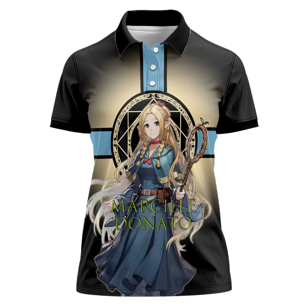 Marcille Donato Elf Mage Women Polo Shirt Fantasy Anime Illustration Style