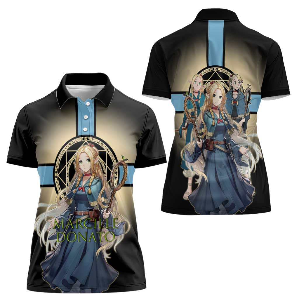 Marcille Donato Elf Mage Women Polo Shirt Fantasy Anime Illustration Style