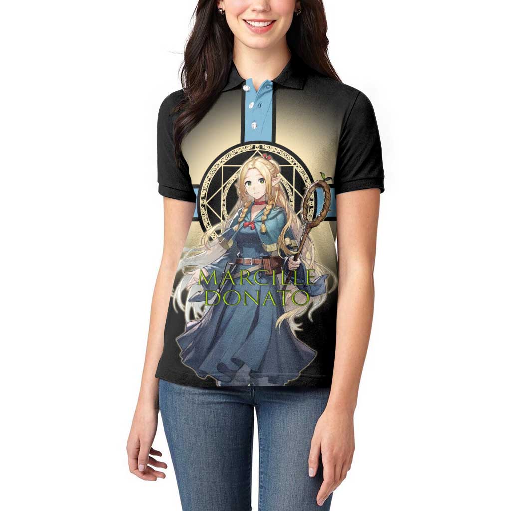 Marcille Donato Elf Mage Women Polo Shirt Fantasy Anime Illustration Style