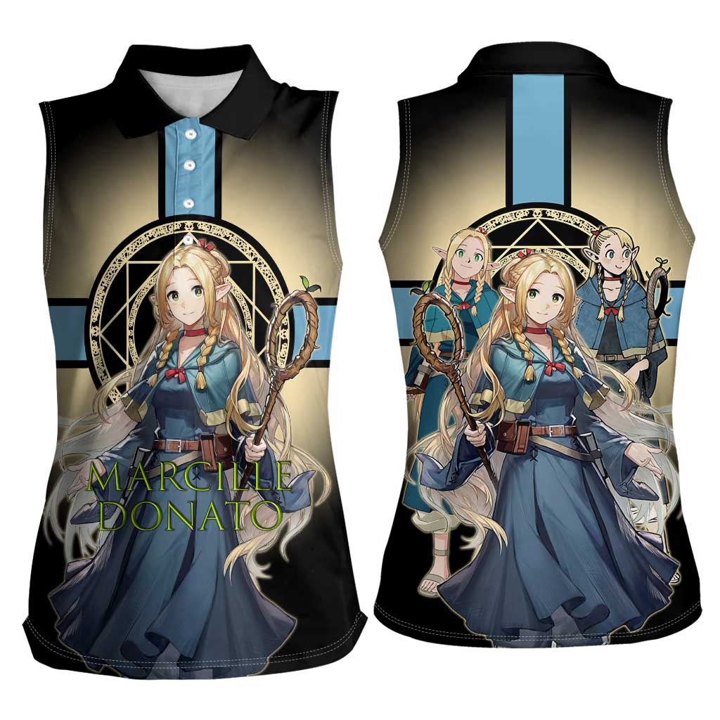 Marcille Donato Elf Mage Women Sleeveless Polo Shirt Fantasy Anime Illustration Style