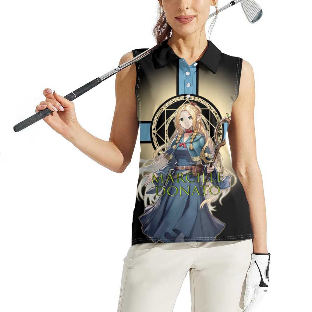 Marcille Donato Elf Mage Women Sleeveless Polo Shirt Fantasy Anime Illustration Style
