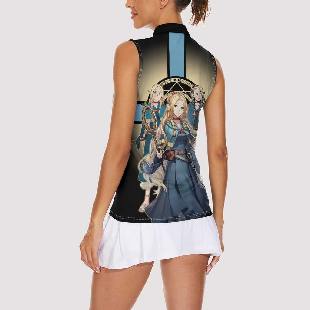 Marcille Donato Elf Mage Women Sleeveless Polo Shirt Fantasy Anime Illustration Style