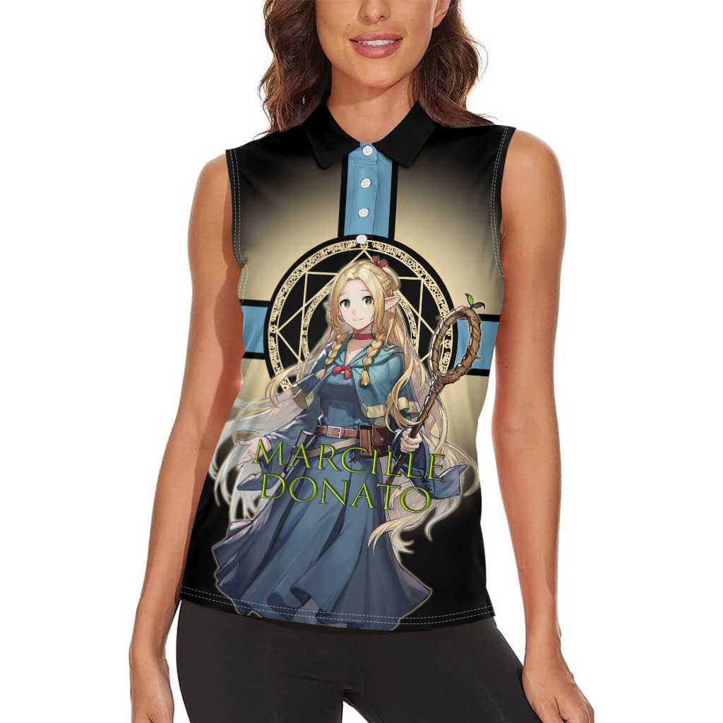 Marcille Donato Elf Mage Women Sleeveless Polo Shirt Fantasy Anime Illustration Style