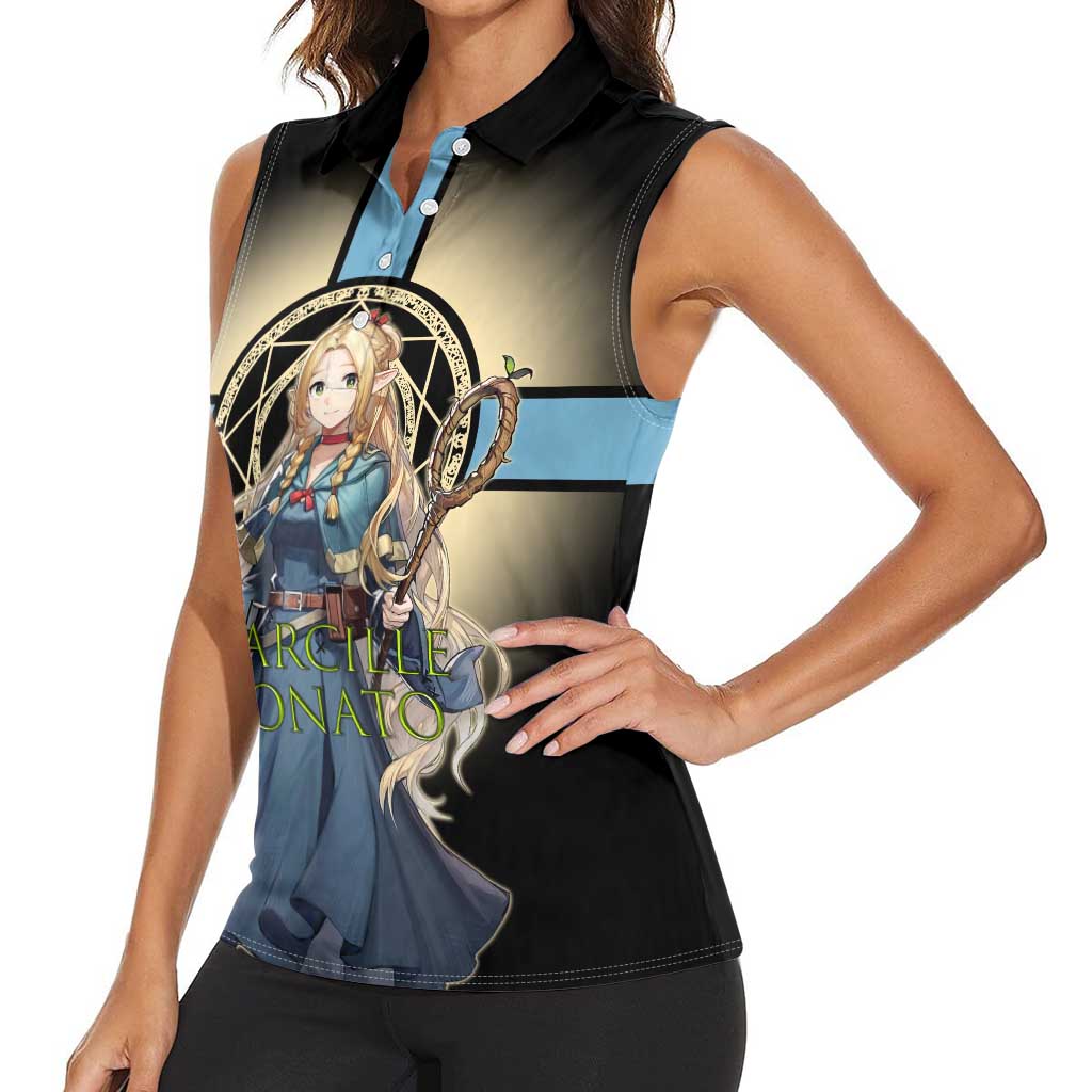 Marcille Donato Elf Mage Women Sleeveless Polo Shirt Fantasy Anime Illustration Style