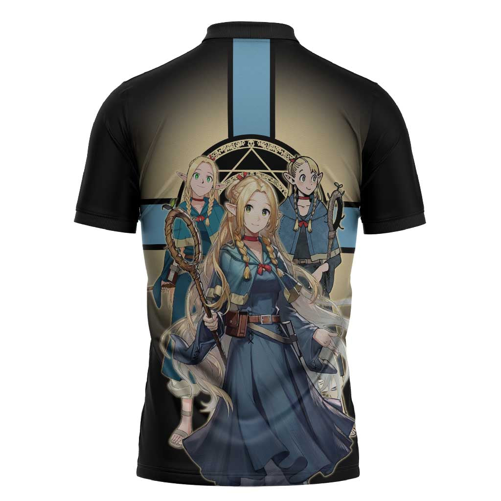 Marcille Donato Elf Mage Zipper Polo Shirt Fantasy Anime Illustration Style