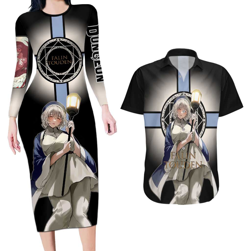 Falin Touden Lightbearer Couples Matching Long Sleeve Bodycon Dress and Hawaiian Shirt Fantasy Anime Illustration Style