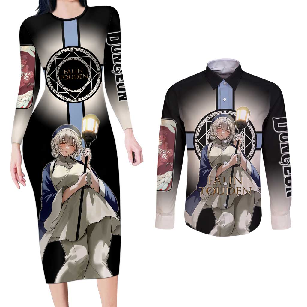 Falin Touden Lightbearer Couples Matching Long Sleeve Bodycon Dress and Long Sleeve Button Shirt Fantasy Anime Illustration Style