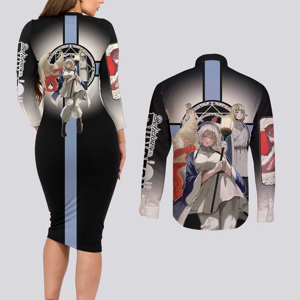 Falin Touden Lightbearer Couples Matching Long Sleeve Bodycon Dress and Long Sleeve Button Shirt Fantasy Anime Illustration Style