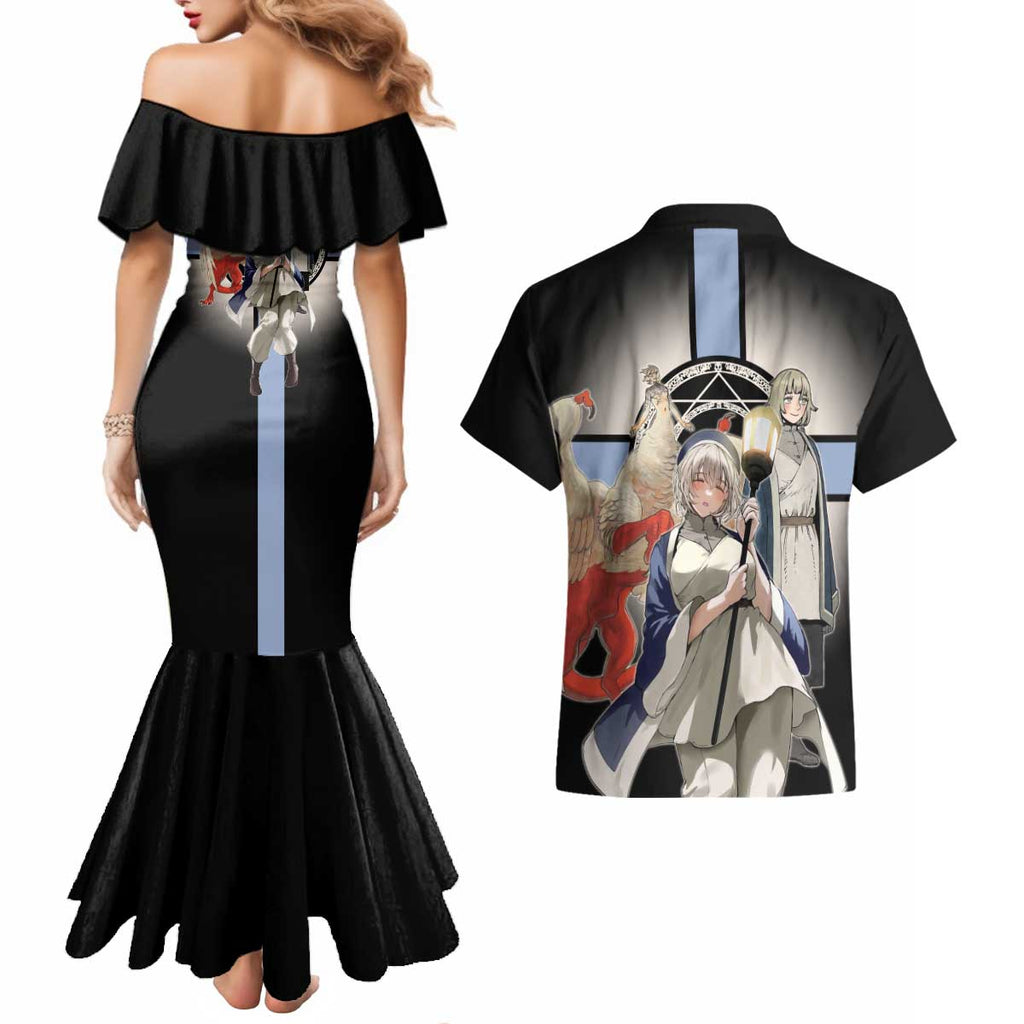 Falin Touden Lightbearer Couples Matching Mermaid Dress and Hawaiian Shirt Fantasy Anime Illustration Style