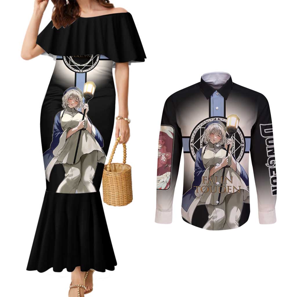Falin Touden Lightbearer Couples Matching Mermaid Dress and Long Sleeve Button Shirt Fantasy Anime Illustration Style