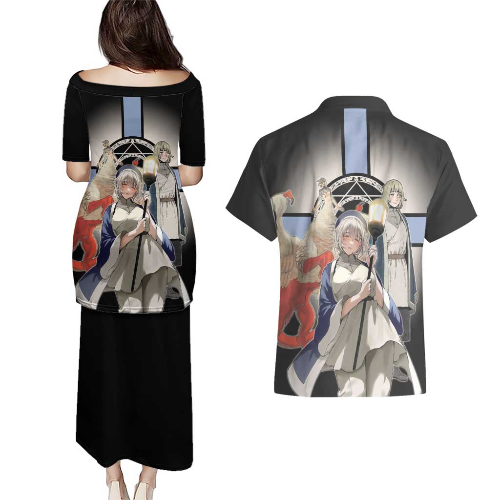Falin Touden Lightbearer Couples Matching Puletasi and Hawaiian Shirt Fantasy Anime Illustration Style