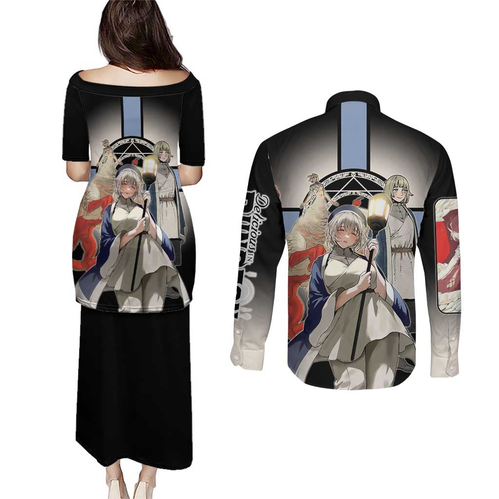 Falin Touden Lightbearer Couples Matching Puletasi and Long Sleeve Button Shirt Fantasy Anime Illustration Style