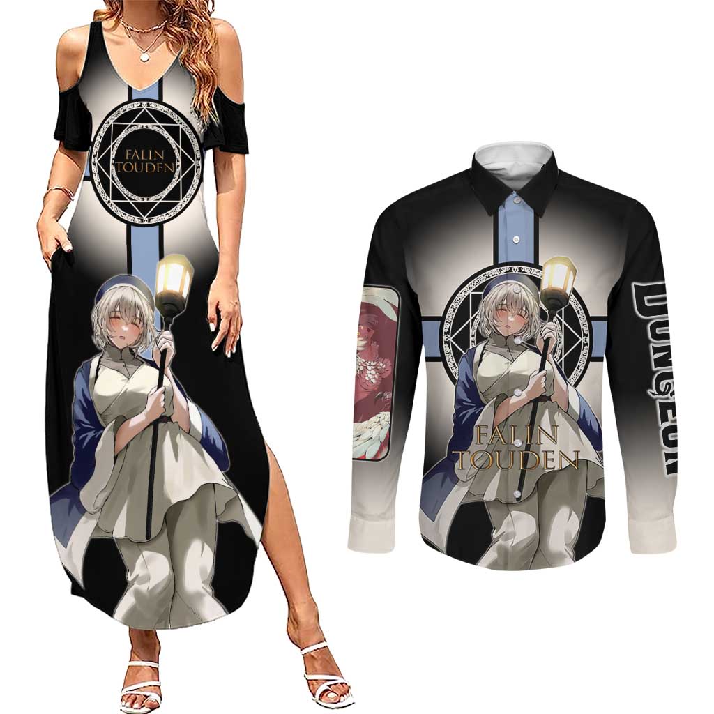 Falin Touden Lightbearer Couples Matching Summer Maxi Dress and Long Sleeve Button Shirt Fantasy Anime Illustration Style