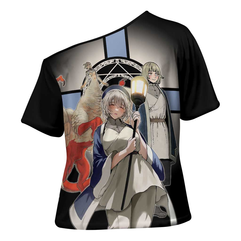 Falin Touden Lightbearer Cross Shoulder Shirt Fantasy Anime Illustration Style