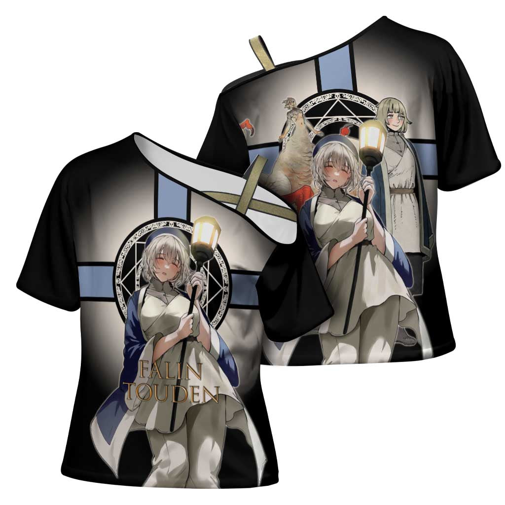 Falin Touden Lightbearer Cross Shoulder Shirt Fantasy Anime Illustration Style
