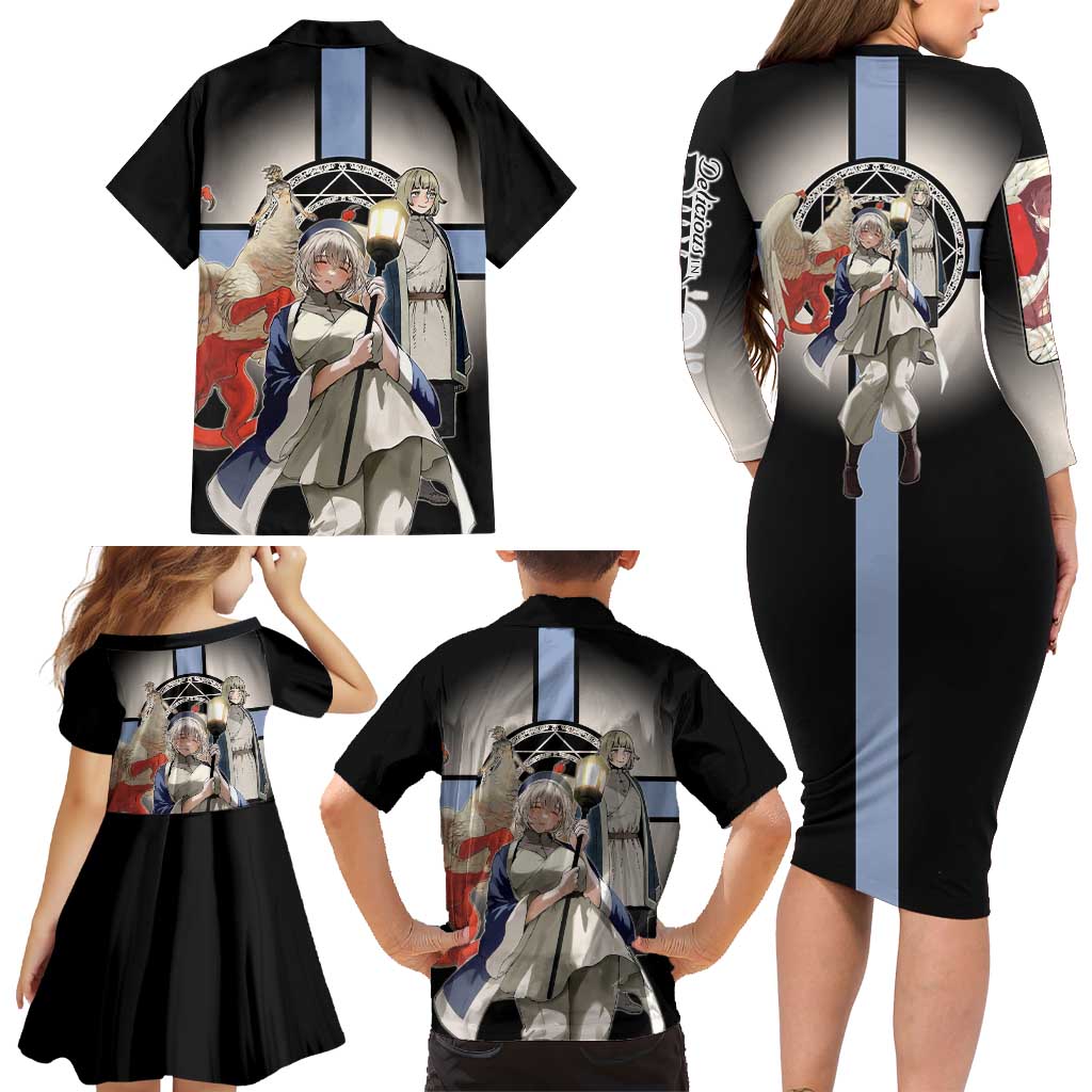 Falin Touden Lightbearer Family Matching Long Sleeve Bodycon Dress and Hawaiian Shirt Fantasy Anime Illustration Style