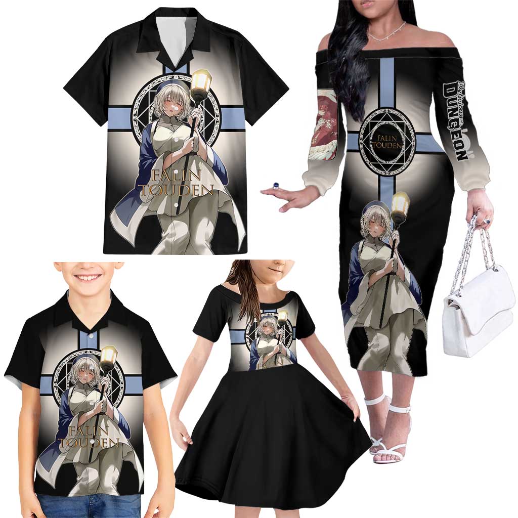 Falin Touden Lightbearer Family Matching Off The Shoulder Long Sleeve Dress and Hawaiian Shirt Fantasy Anime Illustration Style